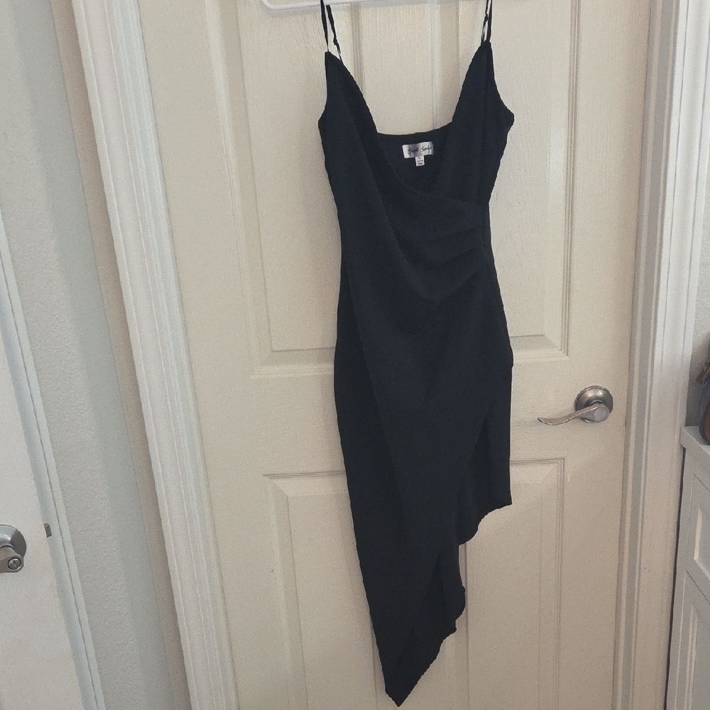 Emerald Sundae Black Asymmetrical Dress